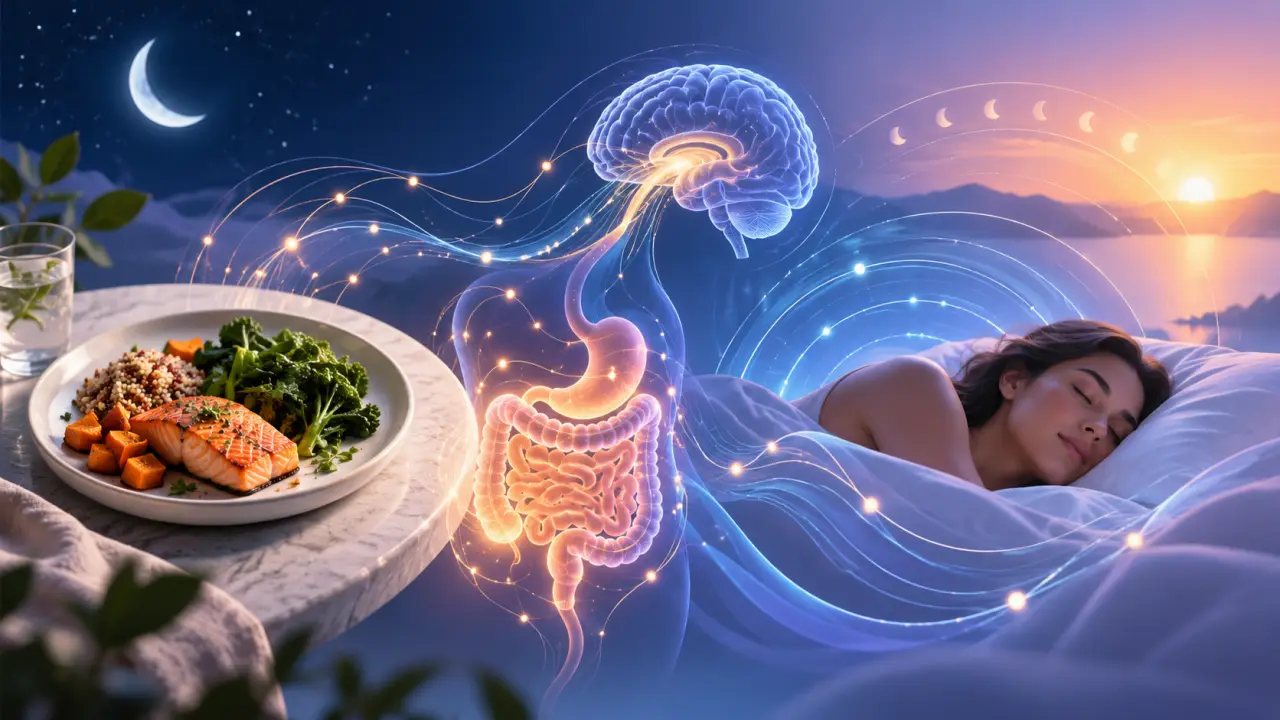 Composition abstraite évoquant le dîner, les cycles du sommeil et la récupération nocturne