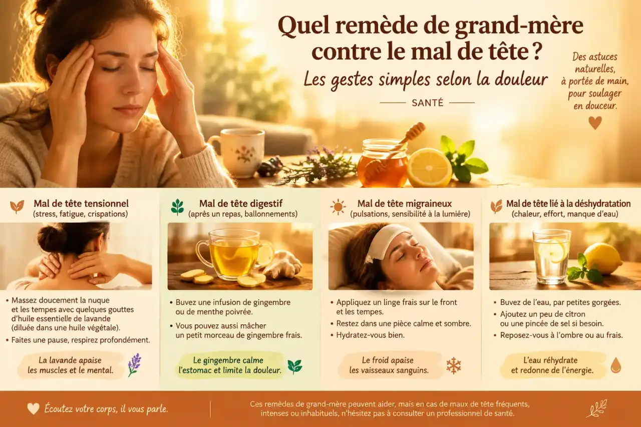 Quel remède de grand-mère contre le mal de tête ? Les gestes simples selon la douleur