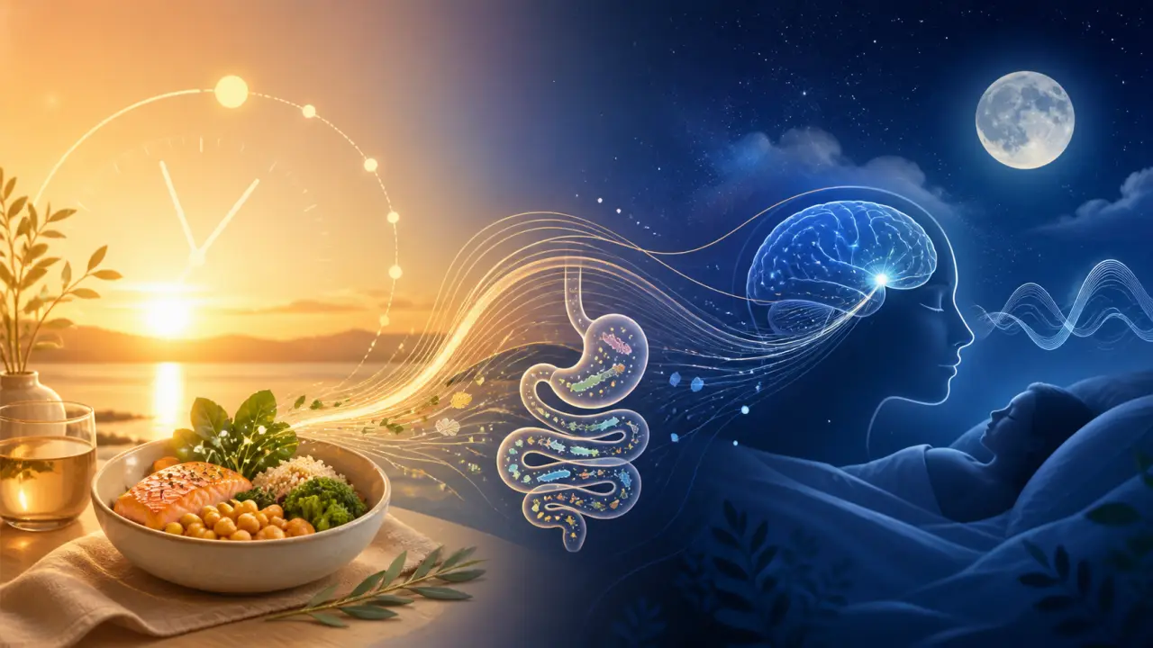 Illustration abstraite d'un dîner tôt et d'un sommeil apaisé