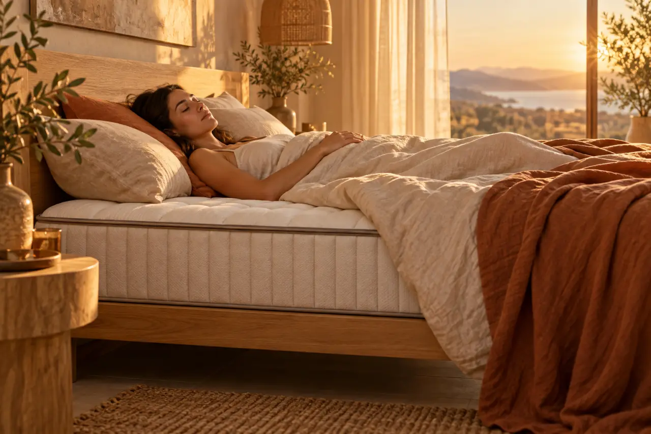 Le matelas semi-ferme soutient le dos sans créer de pression excessive