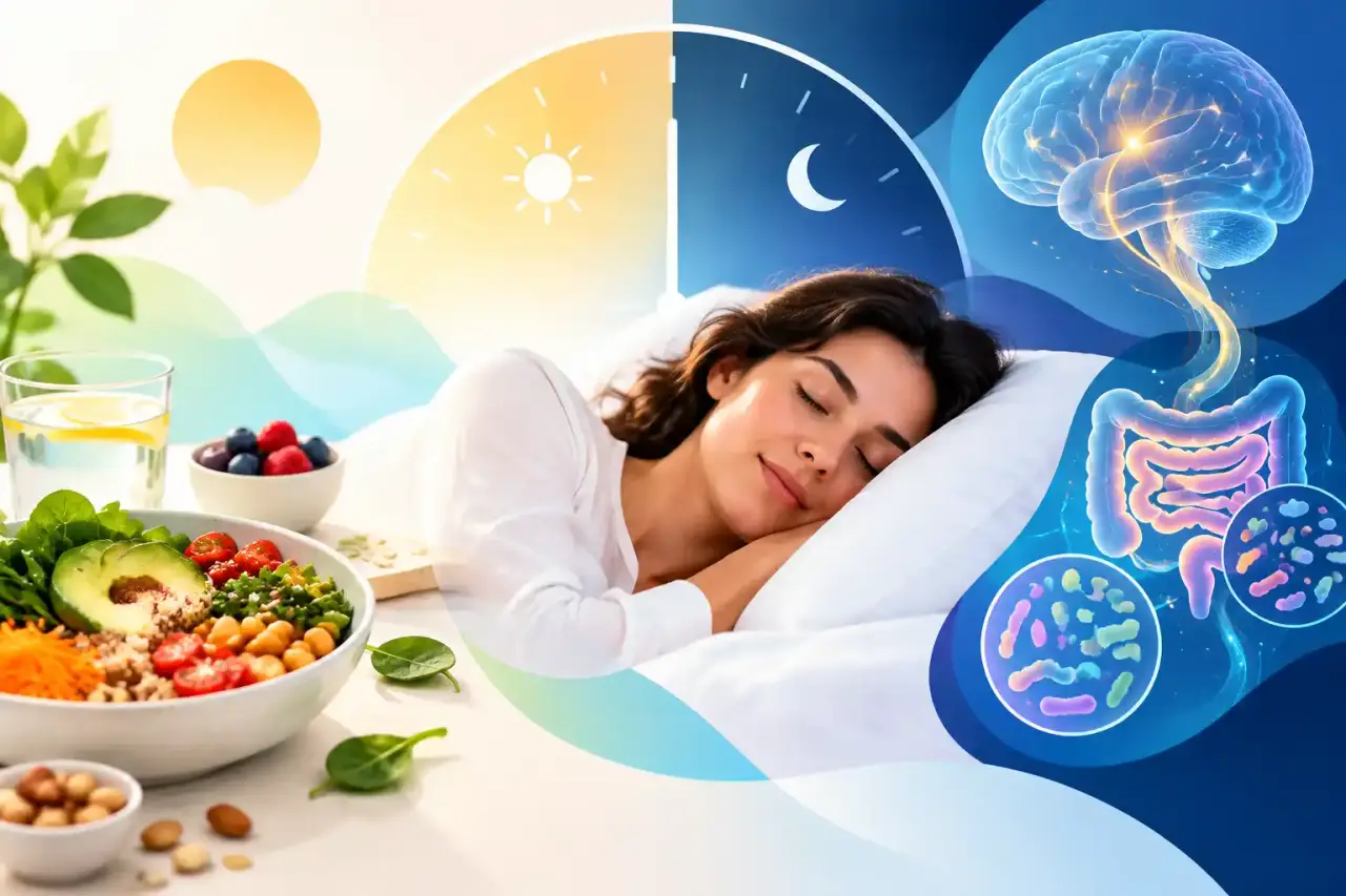 Composition abstraite évoquant le sommeil, les rythmes biologiques et l'alimentation